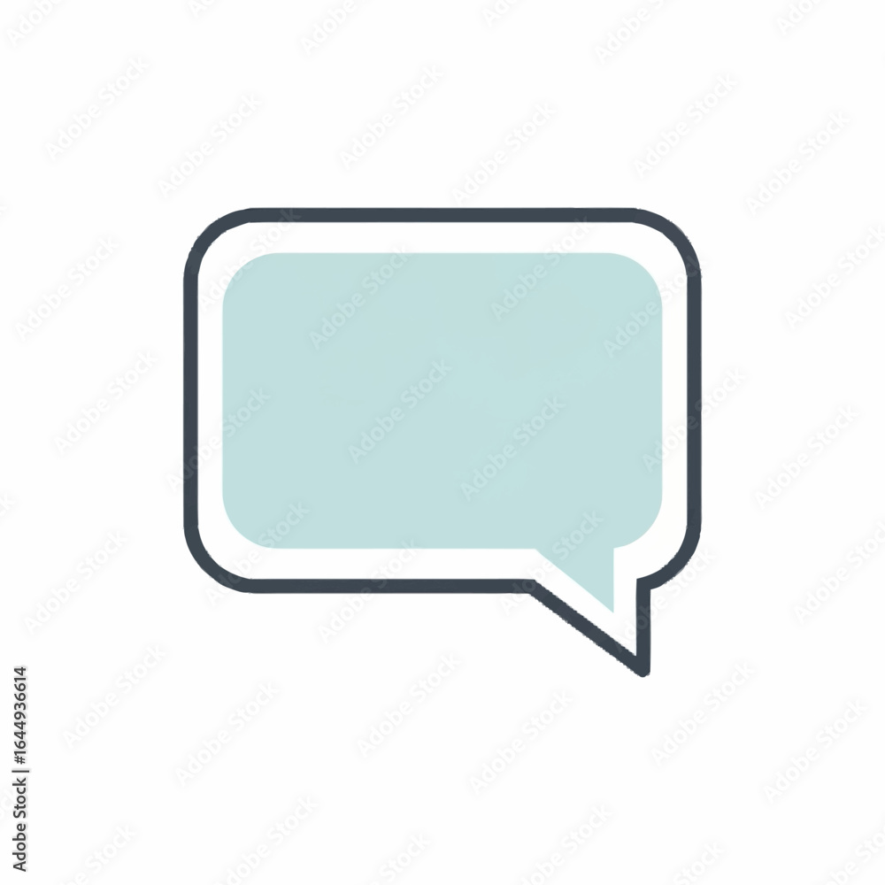 A blue speech bubble with a white border and a gray outline on a white background A blue speech bubble with a white border and a gray outline on a white background