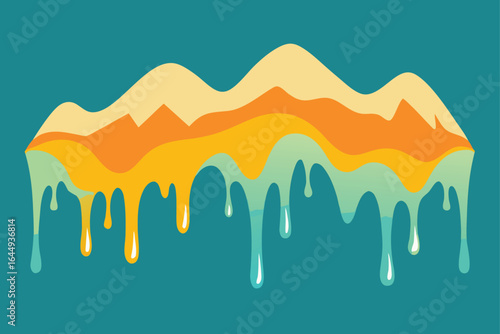 abstract dripping paint forming the outline of a m.eps