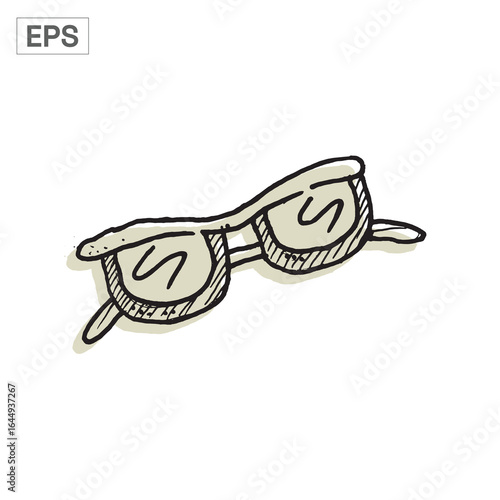 Hand-drawn sunglasses with red frames and black lenses