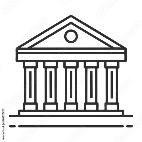 Vector art of outline icon of a classical building with columns isolated on white background