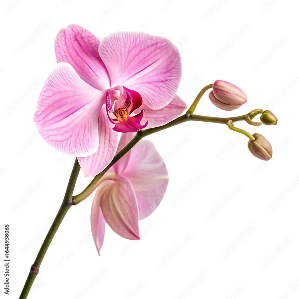 Obraz premium A single beautiful pink orchid flower in bloom isolated on a transparent background png