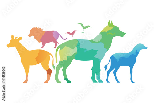 watercolor blotches shaped into abstract animal si.eps
