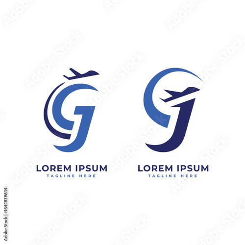 Travel tourism airplane creative letter G logo design for travel agency business startup