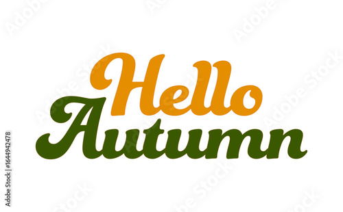 Hello Autumn - 秋の訪れを祝福する、Hello Autumn（ハロー・オータム）の文字の、シンプルなロゴタイプ（ベクター素材）
