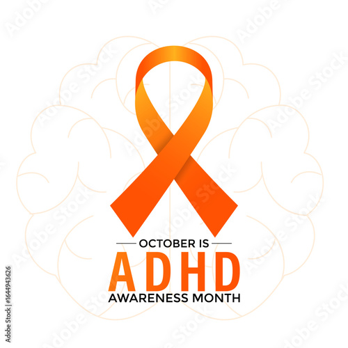 ADHD Awareness Month, observed every October, raises awareness about Attention-Deficit,Hyperactivity Disorder. A concept for healthcare and medicine. Banner poster, social media, flyer and background.