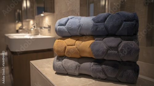 Wallpaper Mural Stack of textured towels in a bathroom setting. Torontodigital.ca