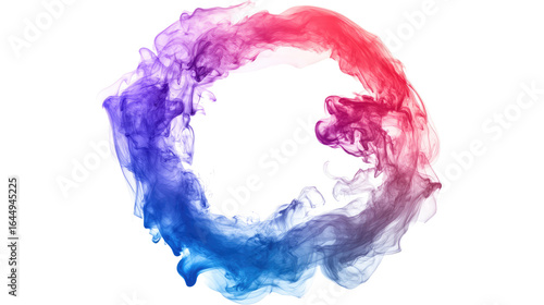 Abstract smoke circle with soft swirling texture and delicate vapor ring pattern isolated on white background
