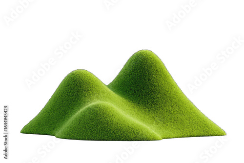 Two grassy hills rise against black