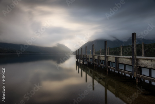 Bild auf Leinwand Pier at Nelson lakes near the village of Saint Arnaud, New Zealand