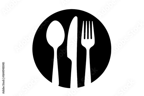 Simple black silhouette of silverware fork knife spoon cutlery set for kitchen and dining use