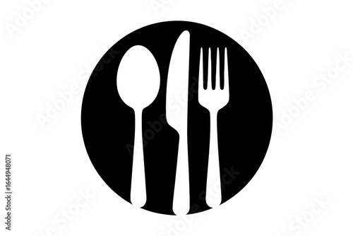 Simple black silhouette of silverware fork knife spoon cutlery set for kitchen and dining use