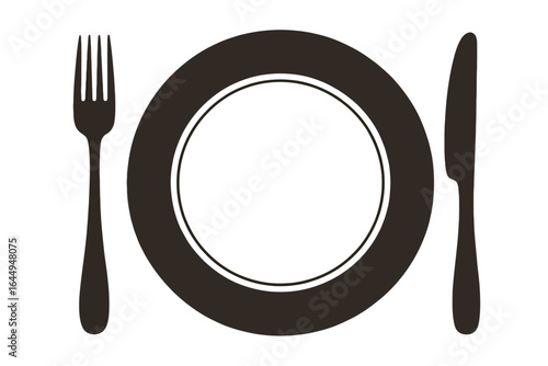 Simple black silhouette of silverware fork knife spoon cutlery set for kitchen and dining use