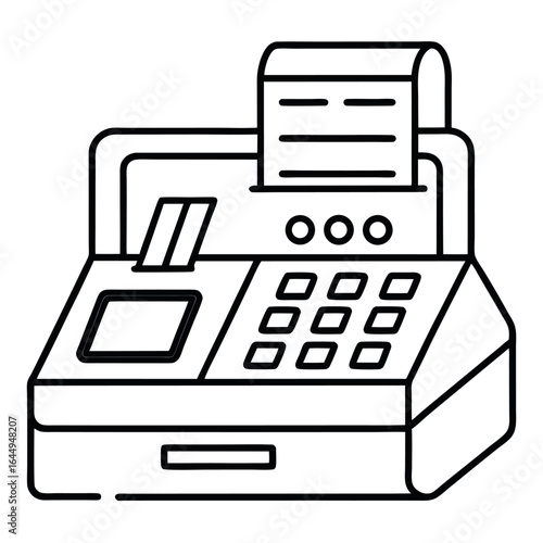 Vector art of vintage cash register icon isolated on white background