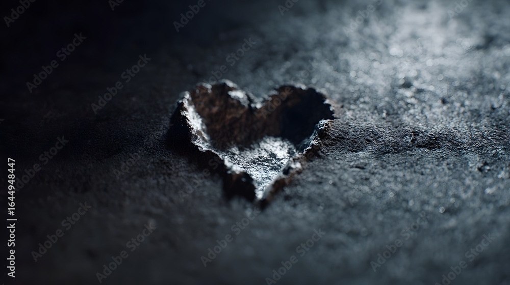 Fototapeta premium Broken heart symbol on dark background