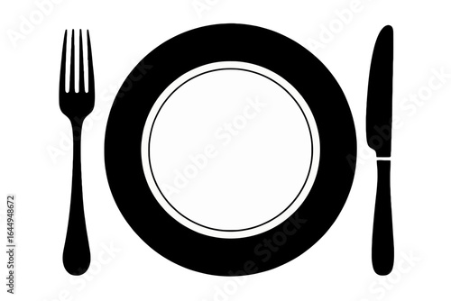Silhouette of fork knife and spoon utensils in black kitchen cutlery image for dining design