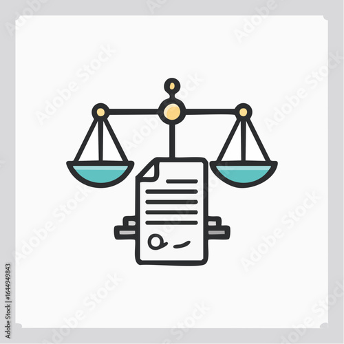 Legal Scales Balancing Document Justice and Agreement Concept Illustration