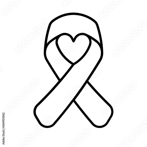 breast cancer icon with thin style