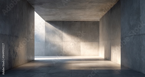Empty, modern concrete space, bathed in light