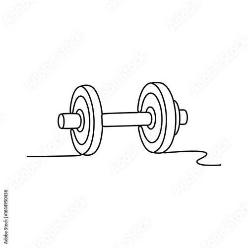 Minimalist Continuous Line Art of Dumbbell for Fitness and Gym