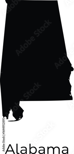 Black silhouette map of the state of alabama
