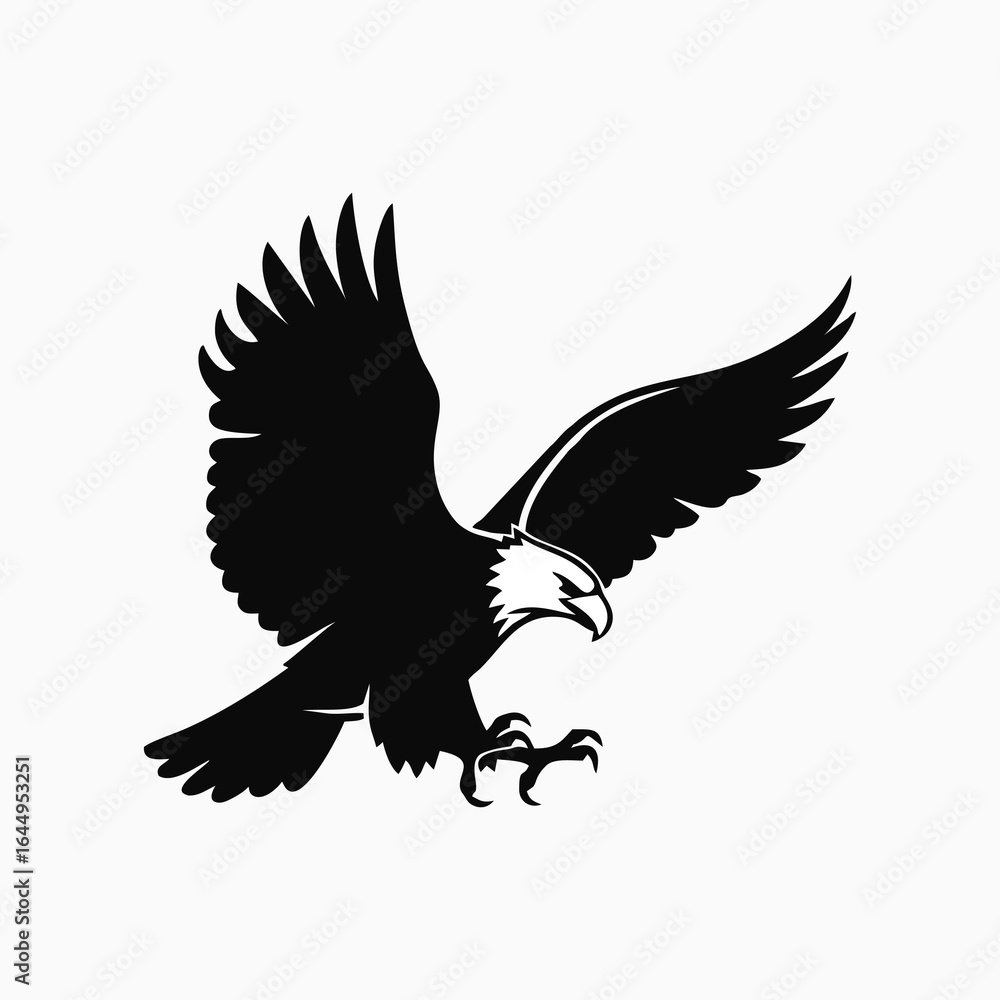 Obraz premium Eagle Landing Silhouette – Minimalist Bird Vector