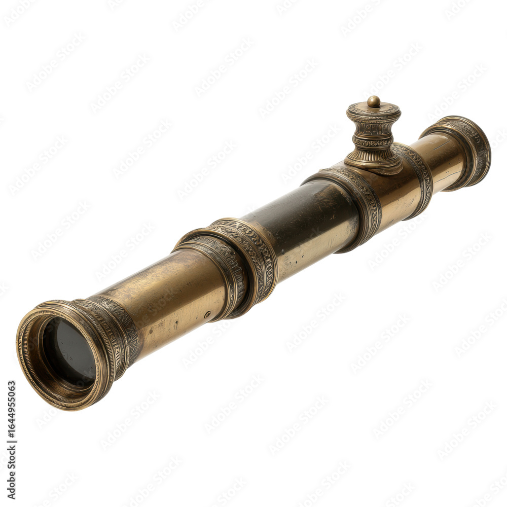 Fototapeta premium Antique Brass Telescope with Intricate Detailing and Classic Design