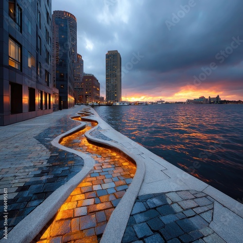 Wallpaper Mural Waterfront Building at Dusk Torontodigital.ca