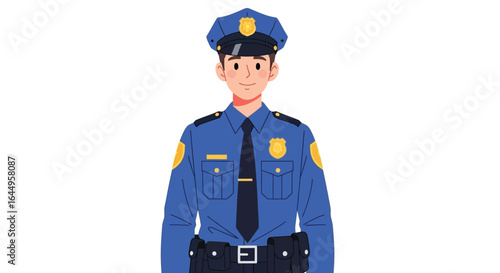 Illustration of a police officer in uniform on white background