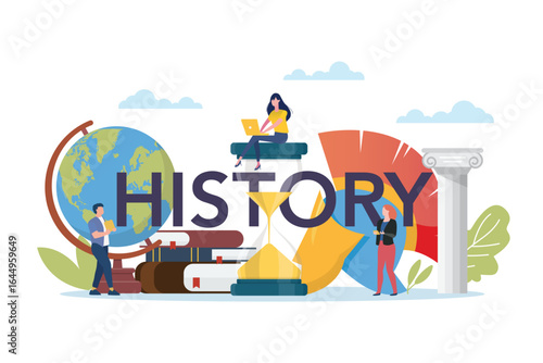 History class with ancient elements and students