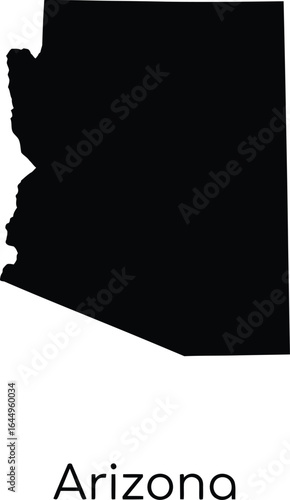 Black silhouette map of the state of arizona