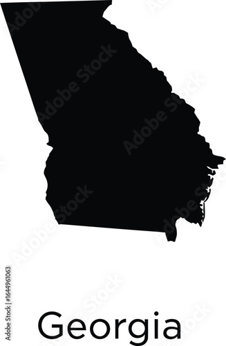 Black silhouette outline map of the state of georgia