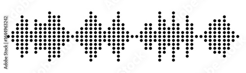Sound radio wave from dots icon, voice message podcast audio recording. Music waveform pulse, equalizer rhythm symbol. Record level vibration.