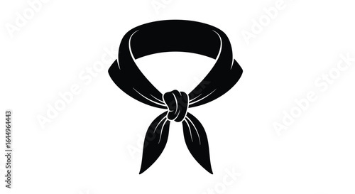 Black bandana tied in a knot isolated on a white background