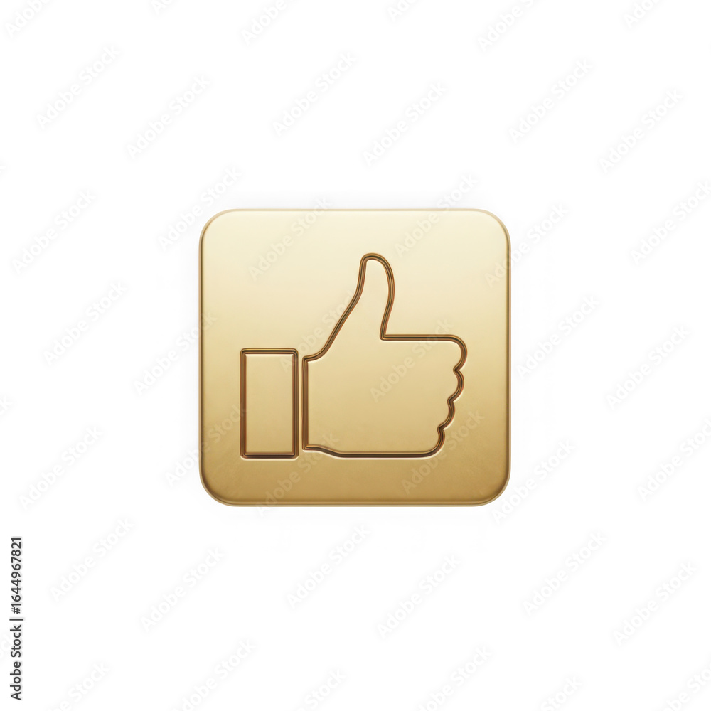 Photo of golden like button icon isolated on transparent background for social media Photo of golden like button icon isolated on transparent background for social media