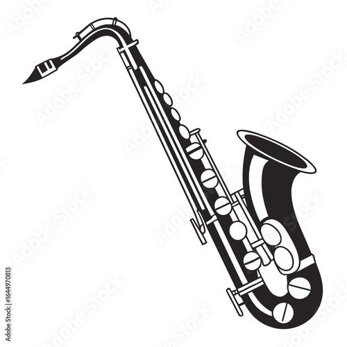 saxophone with musical notes