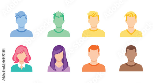 Illustration of diverse faceless avatar profiles on white