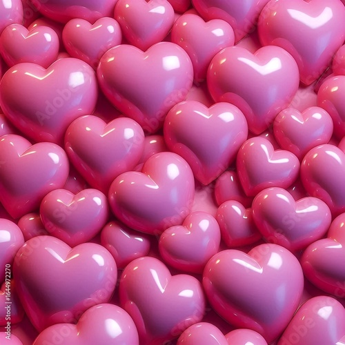 Pink Glossy Heart Pattern – Romantic Love Background

