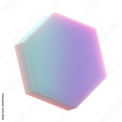 3d gradient geometric abstract Hexagon shape for your design on an isolated background. 3d rendering icon
