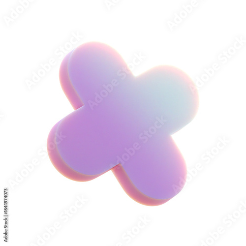 3d gradient geometric abstract plus shape for your design on an isolated background. 3d rendering icon