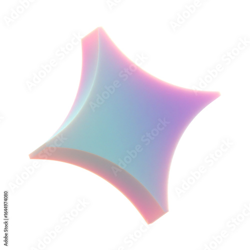 3d gradient geometric abstract Sparkle shape for your design on an isolated background. 3d rendering icon