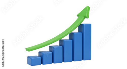 3d blue bar graph with green arrow showing upward trend isolated on transparent background Free Download 3d blue bar graph with green arrow showing upward trend isolated on transparent background - GFXLoad