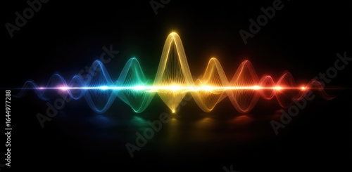 Rainbow sound waves against a dark background