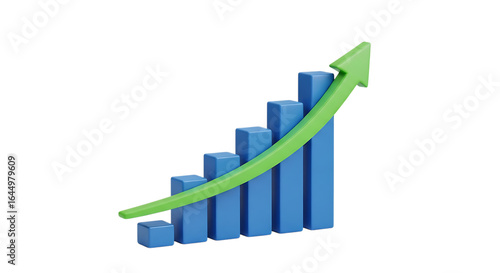 Blue bar graph with green upward trending arrow isolated on transparent background Free Download Blue bar graph with green upward trending arrow isolated on transparent background - GFXLoad