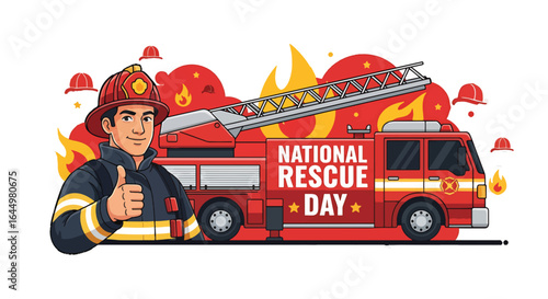 National Rescue Day VECTOR Illustration A Heroic Celebration of First Responders