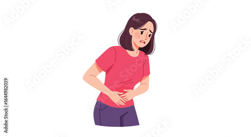 Woman experiencing abdominal pain stomach ache health problem