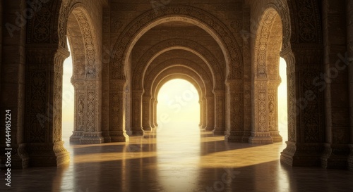 Wallpaper Mural Ancient Palace Hallway, Golden Light Torontodigital.ca