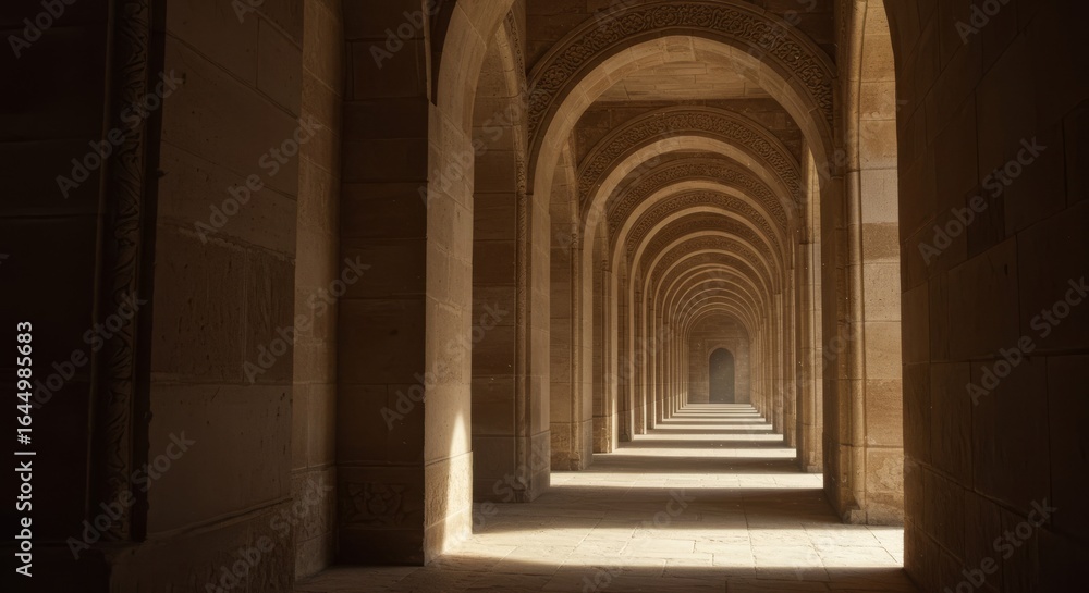 Fototapeta premium Sunlit Archway Corridor