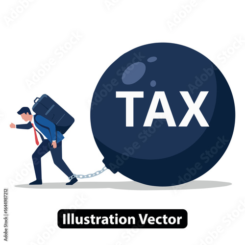 Businessman Struggling Under Tax Burden Illustration