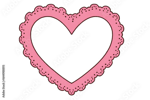 Pink heart-shaped frame with decorative lace