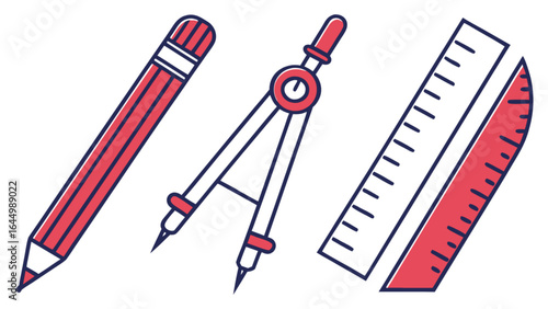 Drafting tools pencil compass ruler drawing equipment for architecture and engineering design set vector